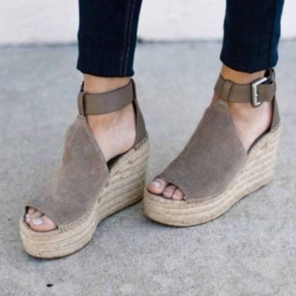 MARC FISHER Annie Perforated Espadrille Wedge